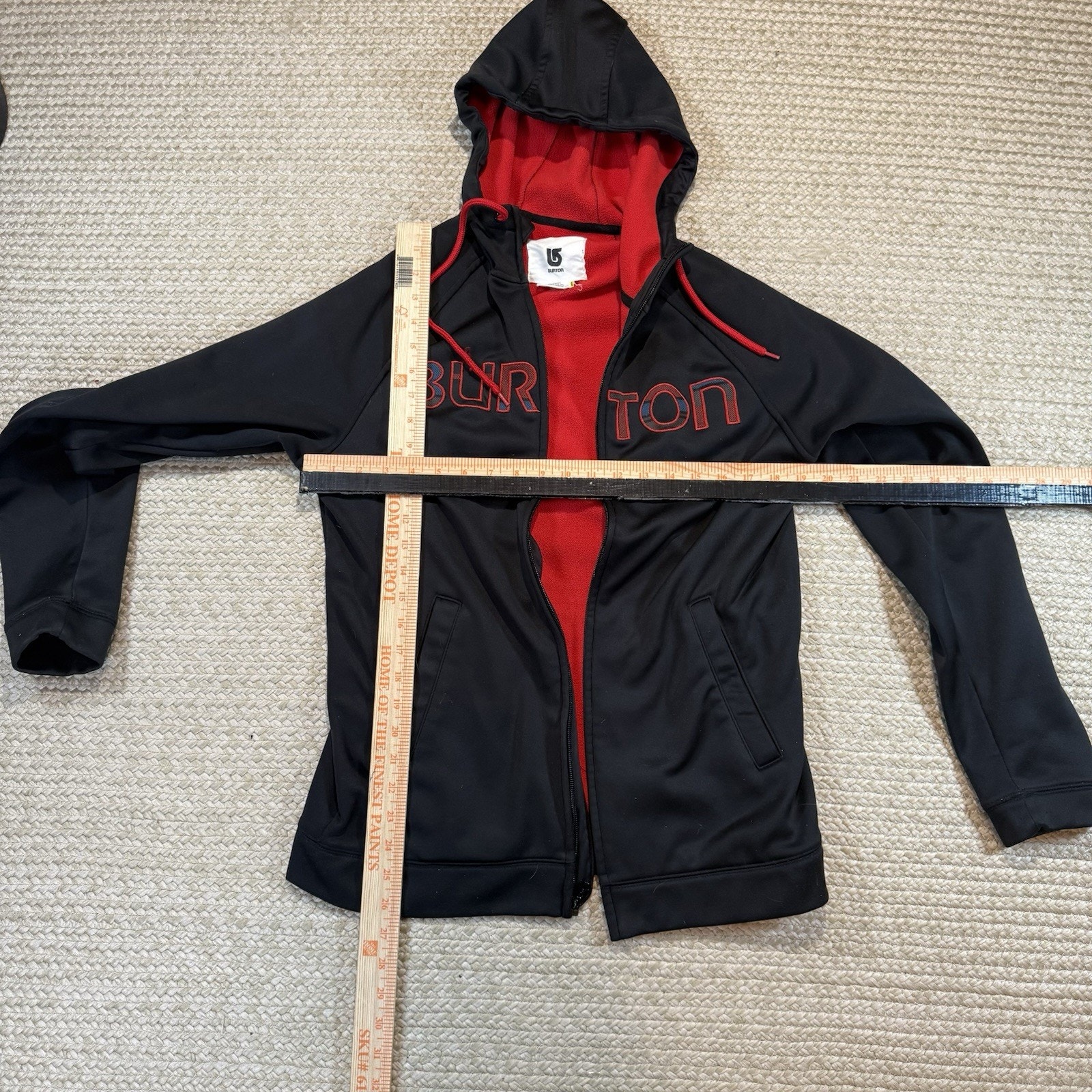 Burton Dryride Red And Black Zip Up Hoodie Fleece Lined Men's Size Small Euc — image 5 of 5